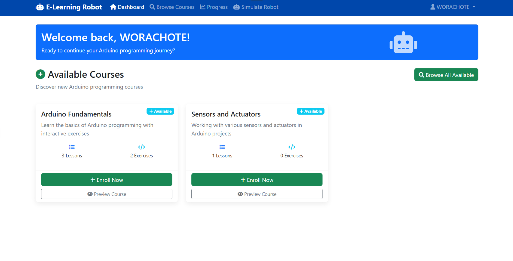 เว็บไซต์เพื่อการเรียนรู้การโปรแกรมควบคุมหุ่นยนต์ Arduino ผ่านระบบจำลอง